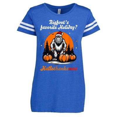 Bigfoots Hallothanksmas Holiday Pumpkin Field Christmas Hat Enza Ladies Jersey Football T-Shirt