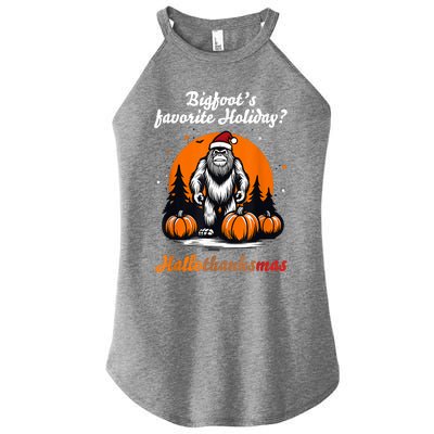 Bigfoots Hallothanksmas Holiday Pumpkin Field Christmas Hat Women's Perfect Tri Rocker Tank