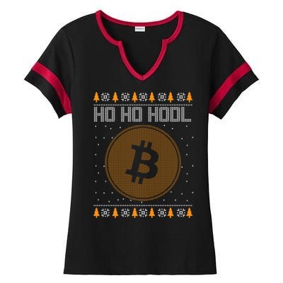 Bitcoin Ho Ho Hodl Crypto Ugly Christmas Ladies Halftime Notch Neck Tee