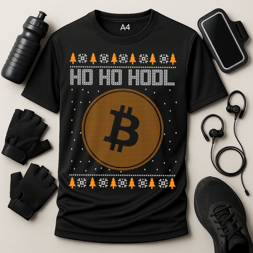 Bitcoin Ho Ho Hodl Crypto Ugly Christmas Cooling Performance Crew T-Shirt