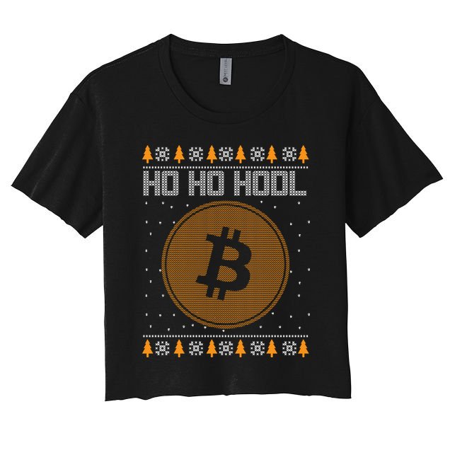 Bitcoin Ho Ho Hodl Crypto Ugly Christmas Women's Crop Top Tee