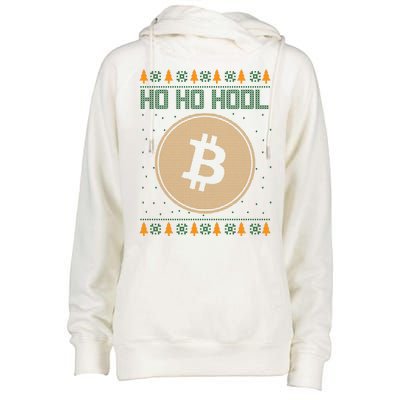 Bitcoin Ho Ho Hodl Crypto Ugly Christmas Womens Funnel Neck Pullover Hood