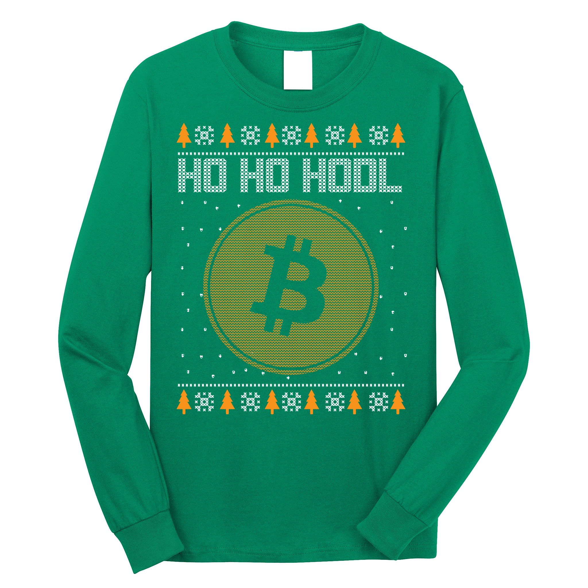 Bitcoin Ho Ho Hodl Crypto Ugly Christmas Long Sleeve Shirt
