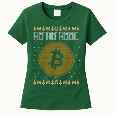 Bitcoin Ho Ho Hodl Crypto Ugly Christmas Womens T-Shirt