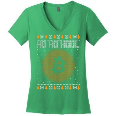 Bitcoin Ho Ho Hodl Crypto Ugly Christmas Women's V-Neck T-Shirt