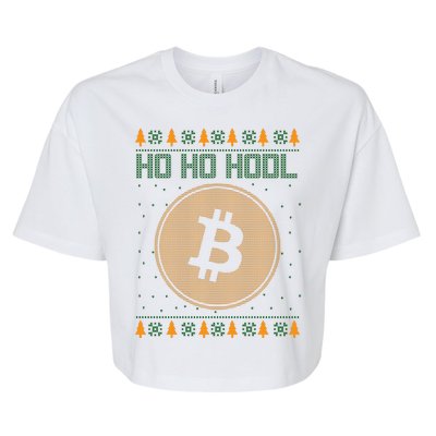 Bitcoin Ho Ho Hodl Crypto Ugly Christmas Bella+Canvas Jersey Crop Tee