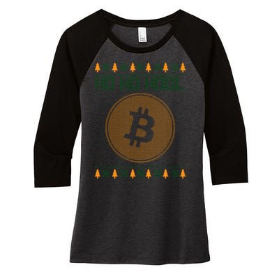 Bitcoin Ho Ho Hodl Crypto Ugly Christmas Women's Tri-Blend 3/4-Sleeve Raglan Shirt