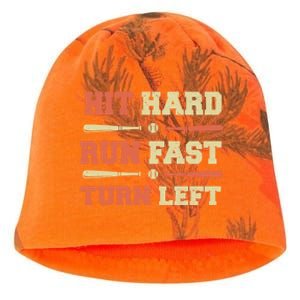 Baseball Hit Hard Run Fast Turn Left Funny Baseball Quotes Great Gift Kati - Camo Knit Beanie