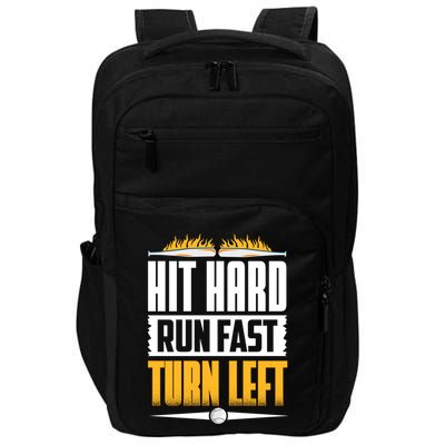 Baseball Hit Hard Run Fast Turn Left Funny Pitcher Gift Impact Tech Backpack