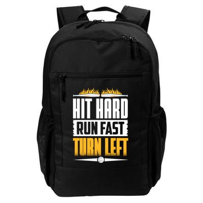 Baseball Hit Hard Run Fast Turn Left Funny Pitcher Gift Backpack