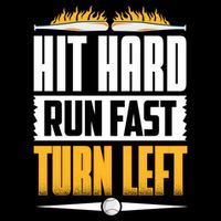 Baseball Hit Hard Run Fast Turn Left Funny Pitcher Gift 7-Panel Snapback Hat
