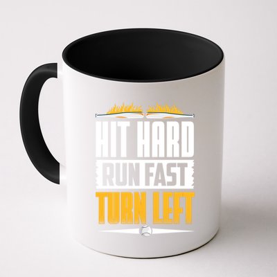 Baseball Hit Hard Run Fast Turn Left Funny Pitcher Gift Mug
