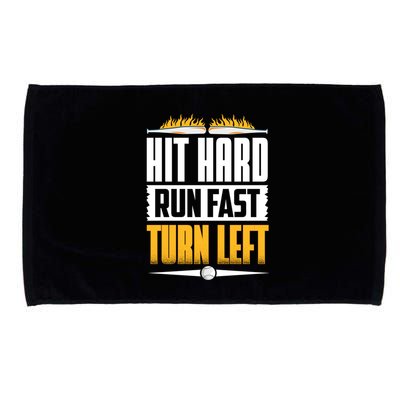Baseball Hit Hard Run Fast Turn Left Funny Pitcher Gift Microfiber Hand Towel