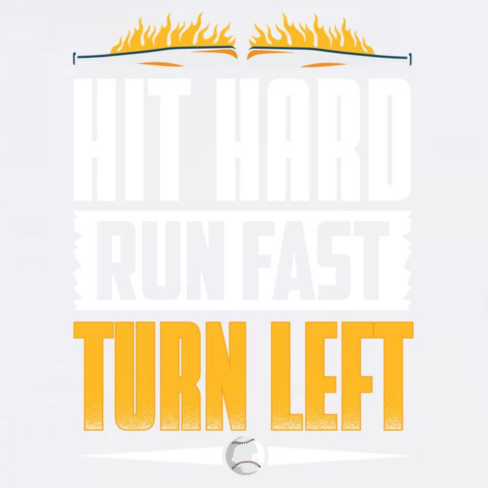 Baseball Hit Hard Run Fast Turn Left Funny Pitcher Gift Garment-Dyed Sweatshirt