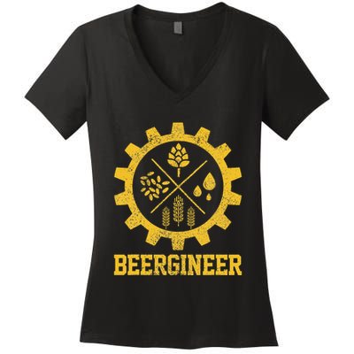Beergineer Homebrew Home Brewing Craft Beer Women's V-Neck T-Shirt
