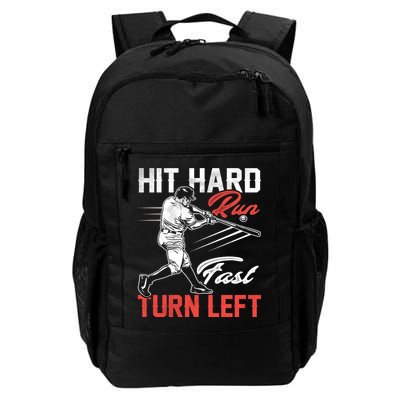 Baseball Hit Hard Run Fast Turn Left Funny Sport Vintage Gift Backpack