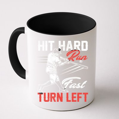 Baseball Hit Hard Run Fast Turn Left Funny Sport Vintage Gift Mug