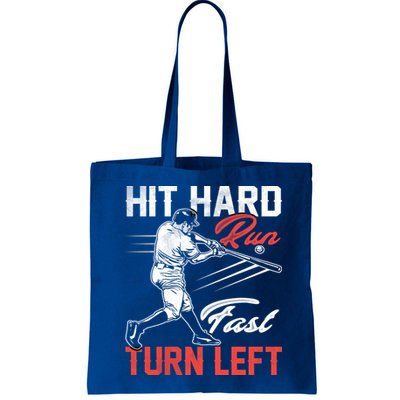 Baseball Hit Hard Run Fast Turn Left Funny Sport Vintage Gift Bag