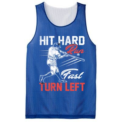 Baseball Hit Hard Run Fast Turn Left Funny Sport Vintage Gift Mesh Reversible Basketball Jersey Tank
