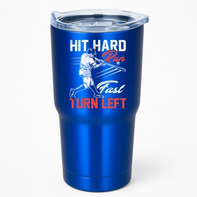 Baseball Hit Hard Run Fast Turn Left Funny Sport Vintage Gift Tumbler