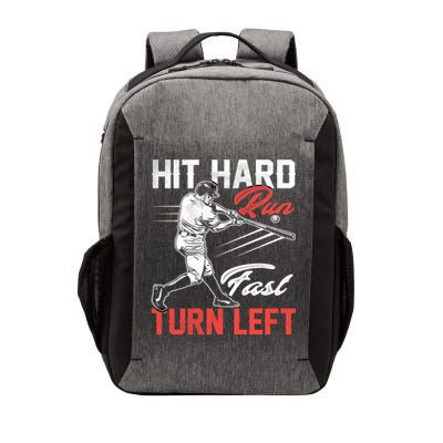 Baseball Hit Hard Run Fast Turn Left Funny Sport Vintage Gift Vector Backpack