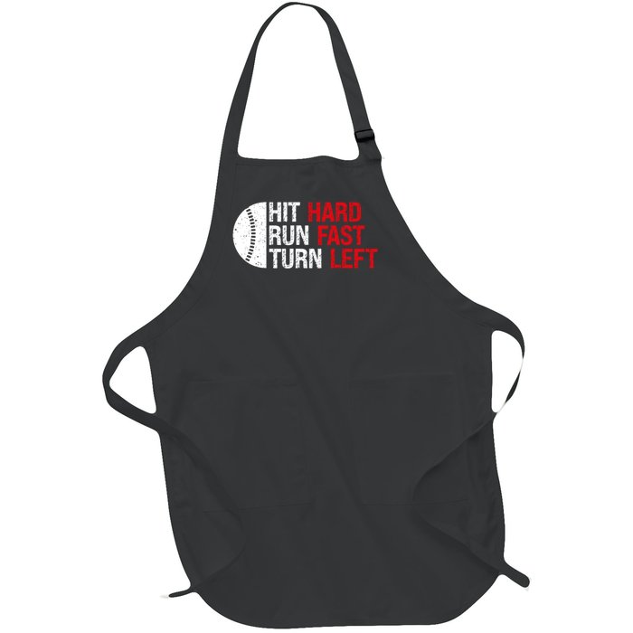 Baseball Hit Hard Run Fast Turn Left Funny Sport Baseball Full-Length Apron With Pockets