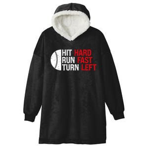 Baseball Hit Hard Run Fast Turn Left Funny Sport Baseball Hooded Wearable Blanket