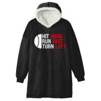 Baseball Hit Hard Run Fast Turn Left Funny Sport Baseball Hooded Wearable Blanket