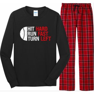 Baseball Hit Hard Run Fast Turn Left Funny Sport Baseball Long Sleeve Pajama Set