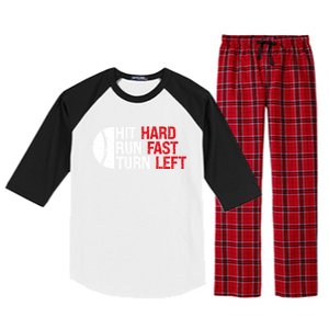 Baseball Hit Hard Run Fast Turn Left Funny Sport Baseball Raglan Sleeve Pajama Set