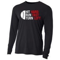 Baseball Hit Hard Run Fast Turn Left Funny Sport Baseball Cooling Performance Long Sleeve Crew