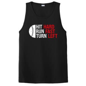 Baseball Hit Hard Run Fast Turn Left Funny Sport Baseball PosiCharge Competitor Tank