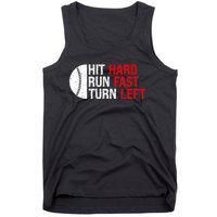 Baseball Hit Hard Run Fast Turn Left Funny Sport Baseball Tank Top