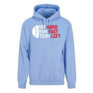 Baseball Hit Hard Run Fast Turn Left Funny Sport Baseball Unisex Surf Hoodie