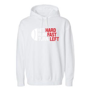 Baseball Hit Hard Run Fast Turn Left Funny Sport Baseball Garment-Dyed Fleece Hoodie