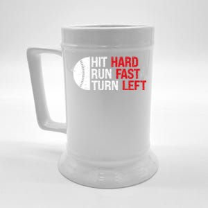 Baseball Hit Hard Run Fast Turn Left Funny Sport Baseball Beer Stein