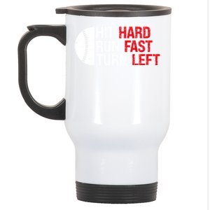 Baseball Hit Hard Run Fast Turn Left Funny Sport Baseball Stainless Steel Travel Mug