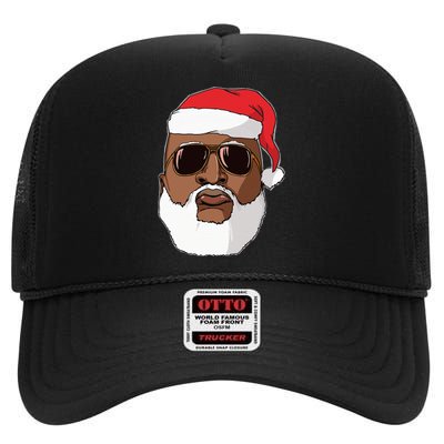 Black hip hop Santa Claus novelty African American Santa High Crown Mesh Back Trucker Hat