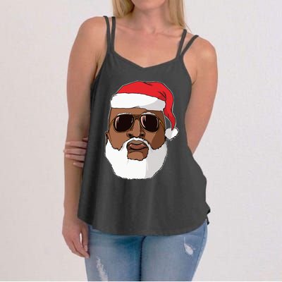 Black hip hop Santa Claus novelty African American Santa Women's Strappy Tank