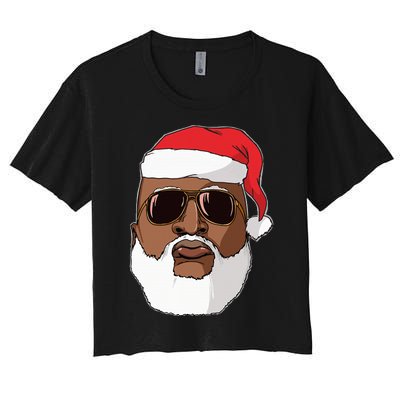 Black hip hop Santa Claus novelty African American Santa Women's Crop Top Tee