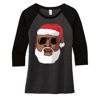 Black hip hop Santa Claus novelty African American Santa Women's Tri-Blend 3/4-Sleeve Raglan Shirt