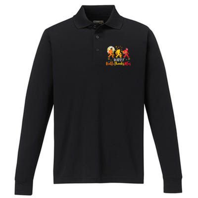 Bigfoot Happy Hallothanksmas Halloween Thanksgiving Xmas Performance Long Sleeve Polo