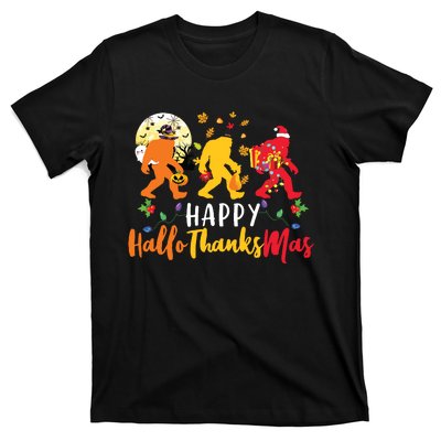 Bigfoot Happy Hallothanksmas Halloween Thanksgiving Xmas T-Shirt