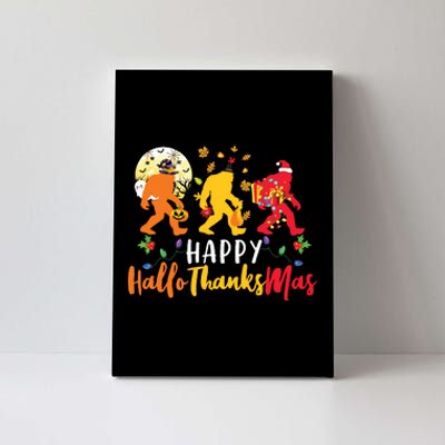 Bigfoot Happy Hallothanksmas Halloween Thanksgiving Xmas Canvas