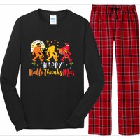 Bigfoot Happy Hallothanksmas Halloween Thanksgiving Xmas Long Sleeve Pajama Set