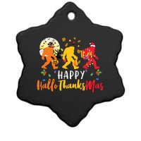 Bigfoot Happy Hallothanksmas Halloween Thanksgiving Xmas Ceramic Star Ornament