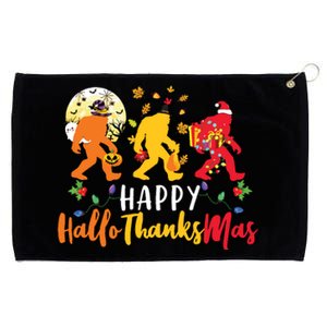 Bigfoot Happy Hallothanksmas Halloween Thanksgiving Xmas Grommeted Golf Towel