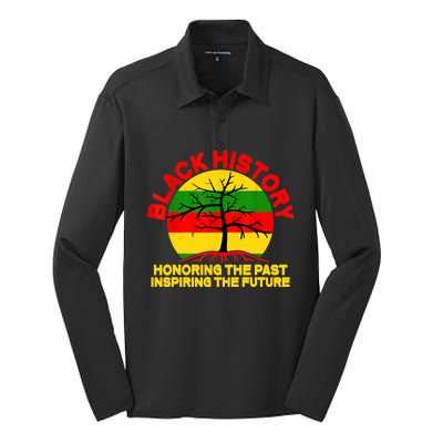 Black History Honoring The Past Inspiring The Future Silk Touch Performance Long Sleeve Polo