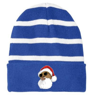 Black Hip Hop Santa Claus Novelty African American Santa Great Gift Striped Beanie with Solid Band