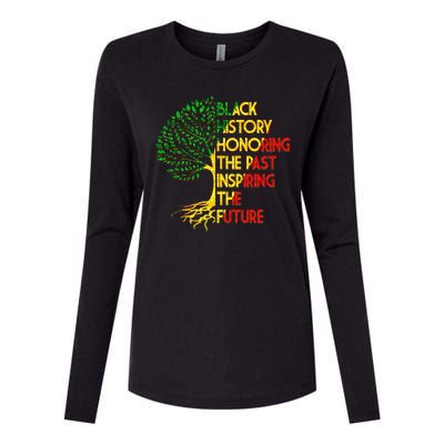 Black History Honoring The Past Inspiring The Future Tree Womens Cotton Relaxed Long Sleeve T-Shirt